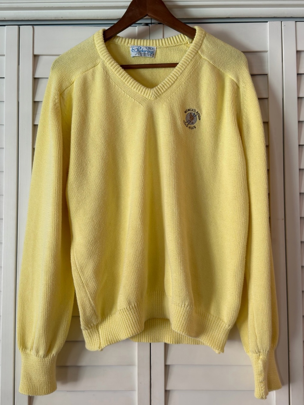 Vintage Pickering Active Sportswear yellow cotton V-neck sweater